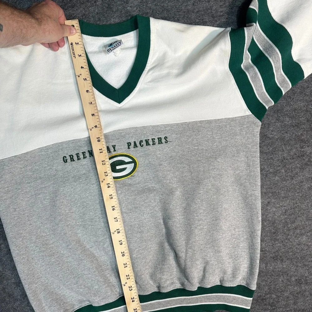 Vintage Dynasty Legends Green‎ Bay Packers V Neck Sweatshirt USA Made Mens Large